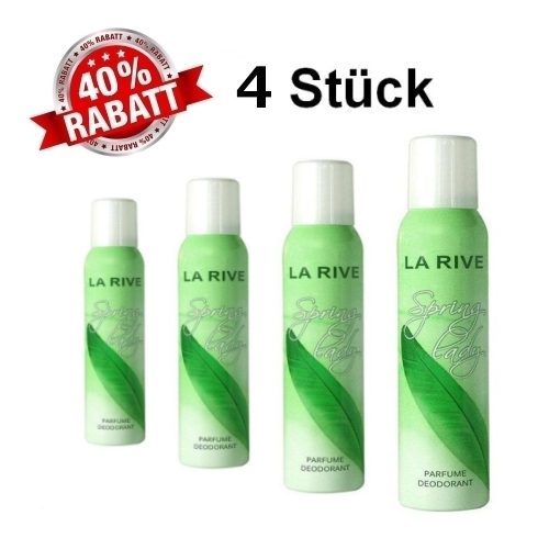 La Rive Spring Lady - Deodorant Spray für Damen 150 ml, 4 Stück
