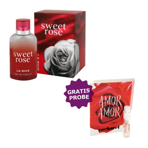 La Rive Sweet Rose - Eau de Parfum 90 ml, Probe Cacharel Amor