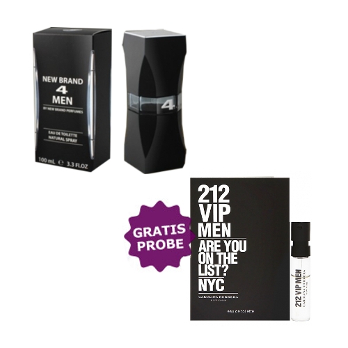 New Brand 4 Men - Eau de Parfum 100 ml, Probe Carolina Herrera 212 VIP Men