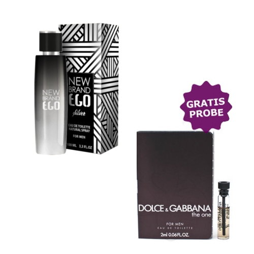 New Brand Ego Silver - Eau de Parfum 100 ml, Probe Dolce Gabbana The One Men