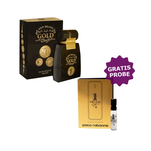 New Brand Gold For Men - Eau de Parfum 100 ml, Probe Paco Rabanne 1 Million