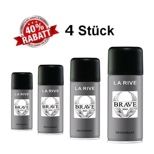 La Rive Brave Men - Deodorant Spray fur Herren 150 ml, 4 Stuck